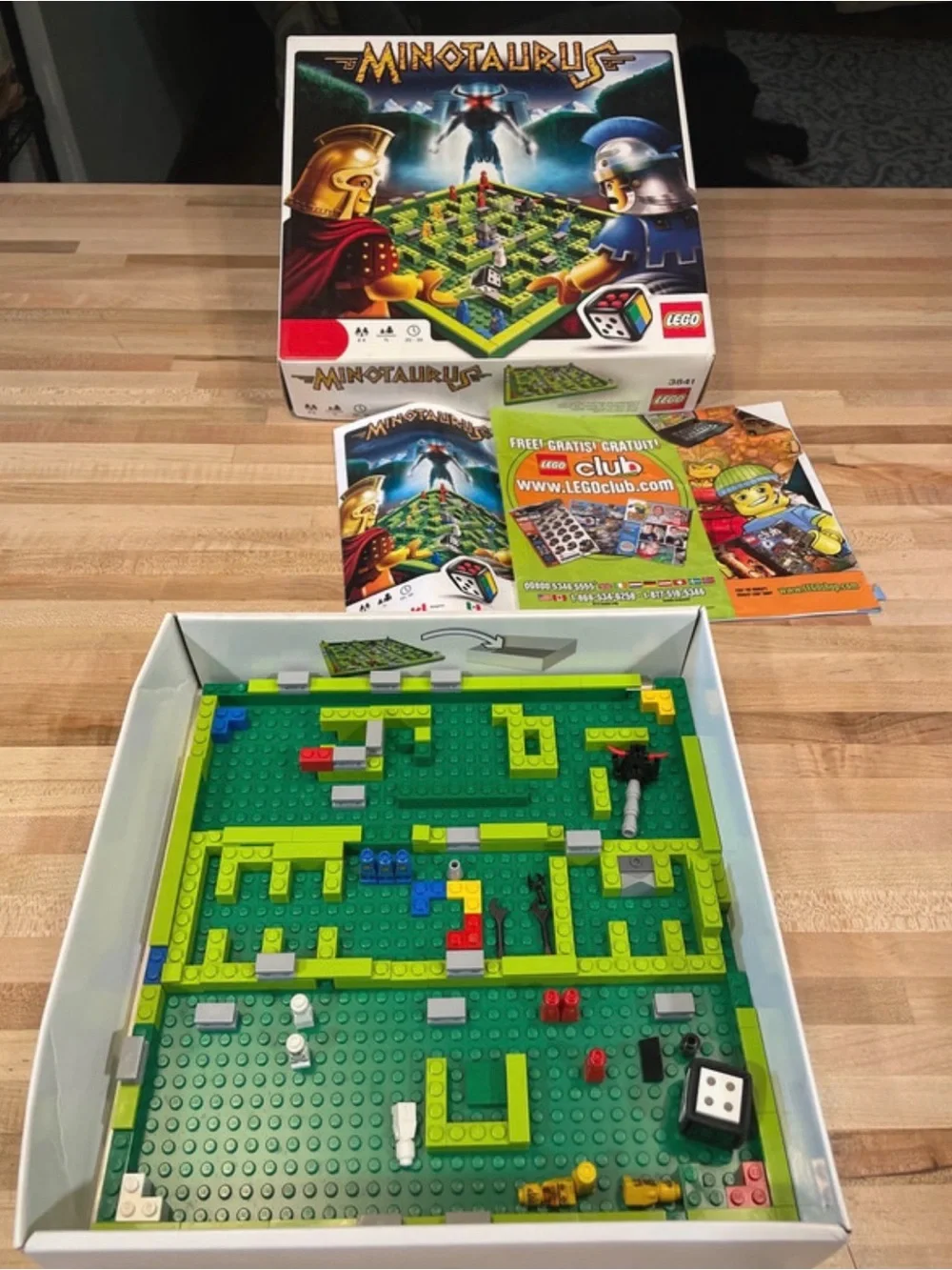 Lego Minotaurus Board Game Box with Green, Blue, Red, Yellow and Gold Artwork
